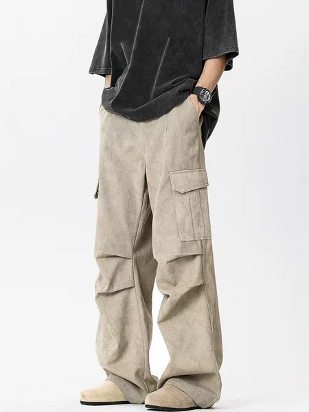 Marble-patterned pleated design jeans for men, new American high street fashion brand, vintage loose straight-leg pants for men