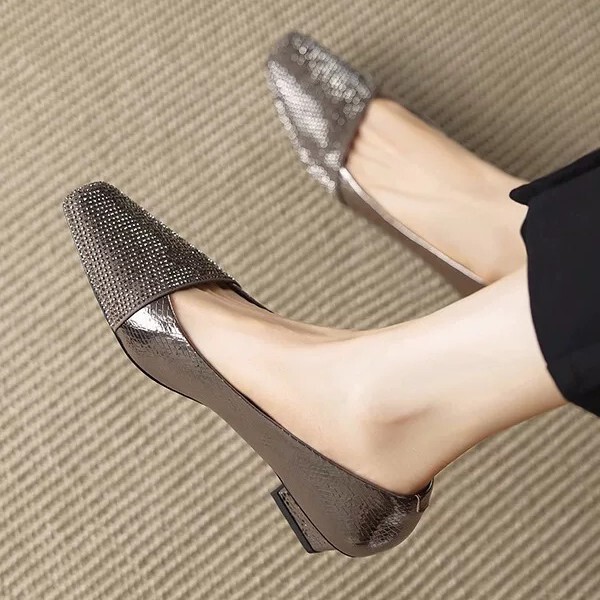 2026 New Style French Square-Toe Women's Shoes, Comfortable Shallow-Cut Chunky Heel, Rhinestone Fashion, Suitable for Work and Walking, Mary Jane Shoes 2026 New Style French Square-Toe Women's Shoes, Comfortable Shallow-Cut Chunky Heel, Rhinestone Fashion, Suitable for Work and Walking, Mary Jane Shoes