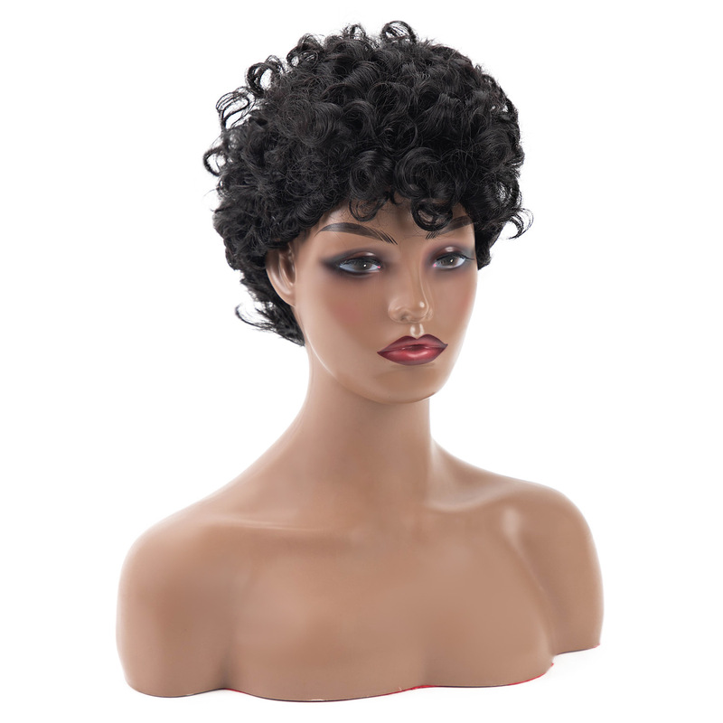 Europe and the United States cross-border foreign trade wig African wig women's small volume fluffy short curly hair wig headgear manufacturers wholesale