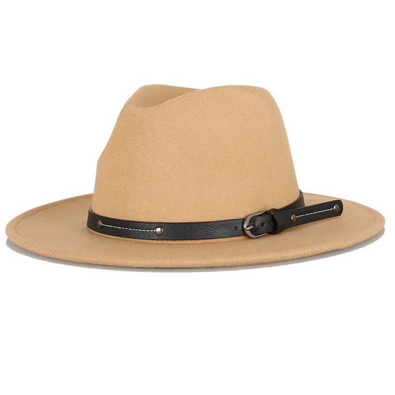 Sombrero de copa para hombres y mujeres Otoño e Invierno Nuevo europeo y americano británico ordinario anti-lana sombrero cálido moda ala ancha imitación en forma de campana sombrero de fieltro
