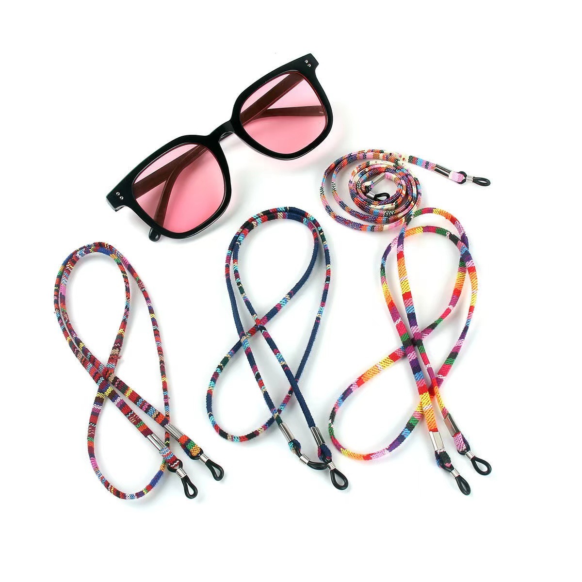 Amazon ventas transfronterizas gafas de viento bohemias cuerdas de colgante gafas de cadena con gafas de viento nacional para evitar la caída de la cuerda