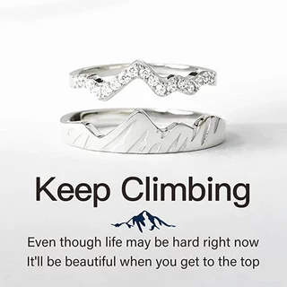 欧美 Get Stronger Mountain Ring 可堆叠攀岩环鼓舞人心情侣戒指