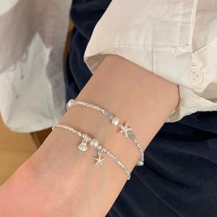 S999足银海星贝壳碎银珍珠手链女小众设计气质百搭夏日小清新手饰