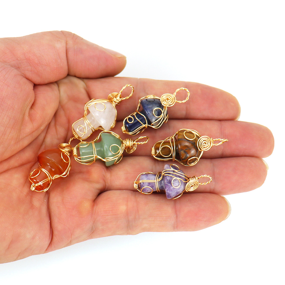 Simple Style Mushroom natural stone Handmade Pendant Necklace 1 Piece