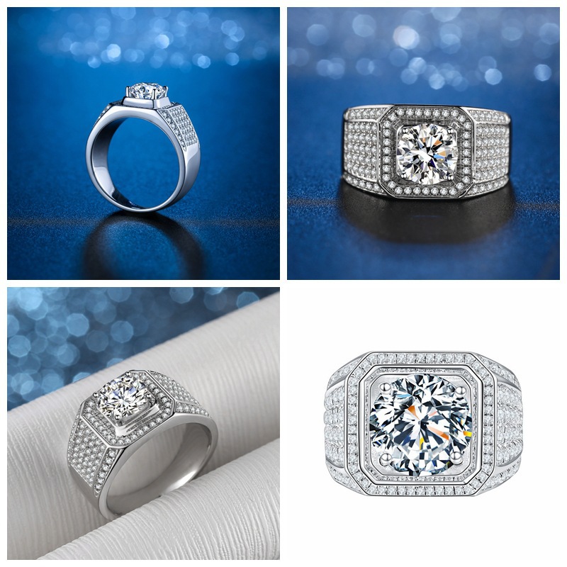 Rings Classification 1.0ct 925 Sterling Silver Moissanite High Carbon Diamond Geometric Rings Moissanite Rings GRA Certificate