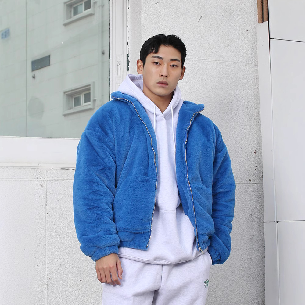 双面绒毛秋冬季加厚保暖立领拉链衫时尚休闲运动外套情侣男女上衣