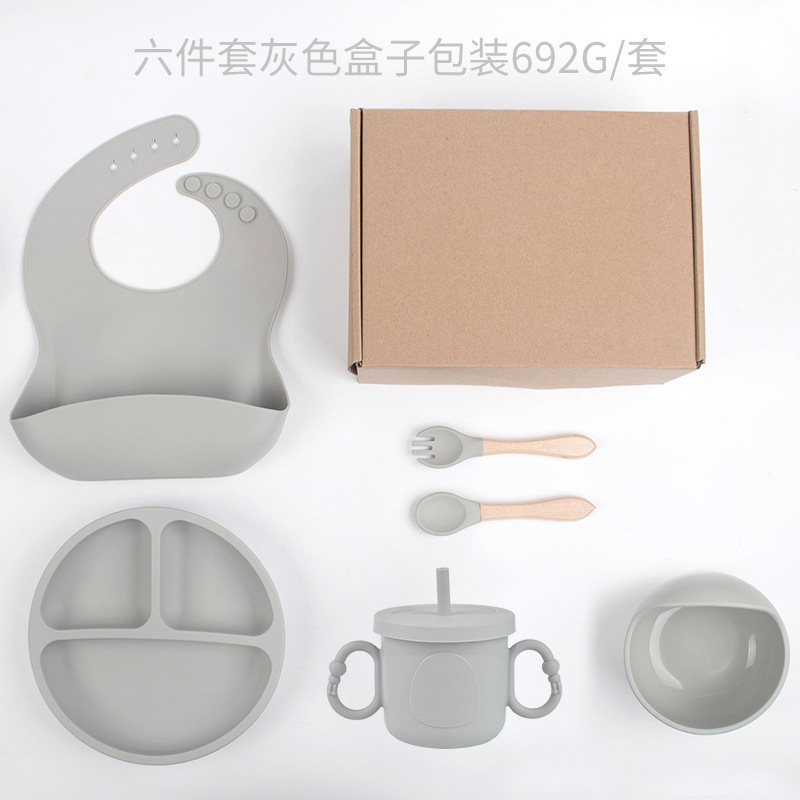 Placa de almuerzo de ventosa resistente a caídas de silicona de grado alimenticio Dumo Baby Juego de tazón Placa de almuerzo de silicona