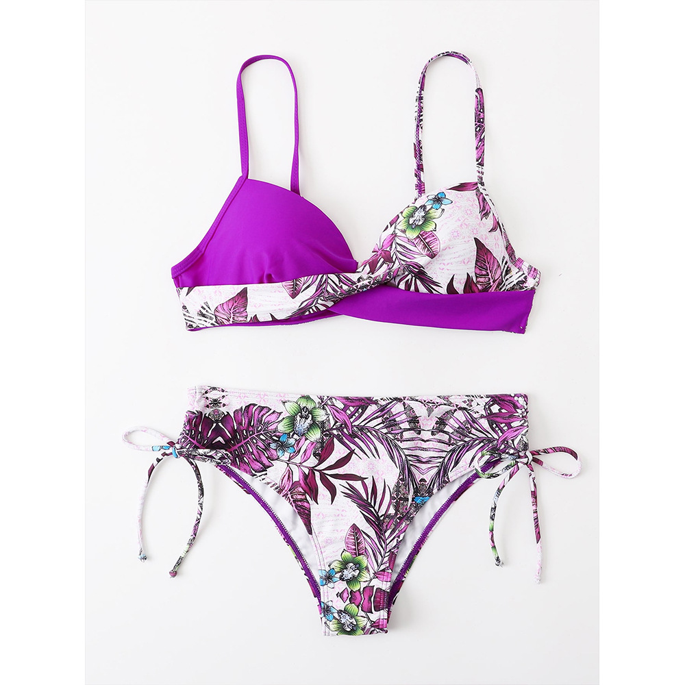 Bandage Panties Style Bra Bra Category Women's Flower Printing 2 Pieces Set Bikinis
