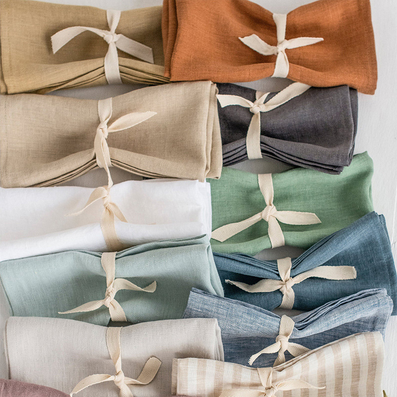 Ropa de lluvia francesa ins Lino puro servilleta paño de la boca hogar cuadrado llanura de gama alta Toalla de té japonés mantel al por mayor