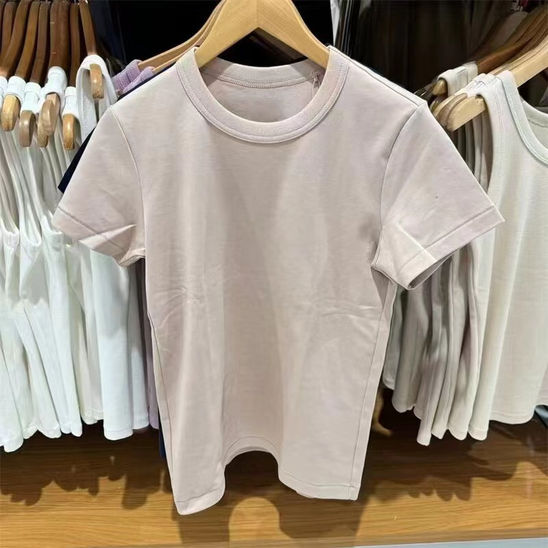 日単大家品質協力金氷爽夏正肩純色百合丸襟半袖打底tシャツ465754|undefined