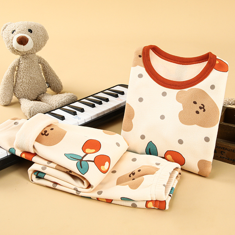 Traje de ropa interior térmica para niños con forro polar engrosado invierno niños bebés niños ropa de otoño pantalones largos ropa de abrigo para niñas traje