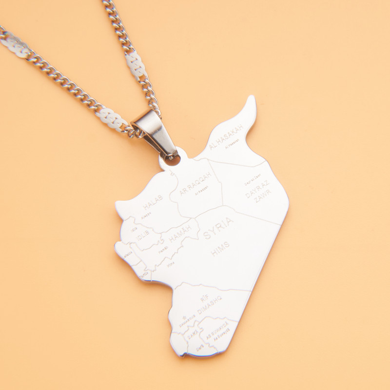 Gioielli colorati con ciondolo, mappa di vendita calda, collana con ciondolo della città, temperamento maschile e femminile, acciaio inossidabile personalizzato_voghion.com