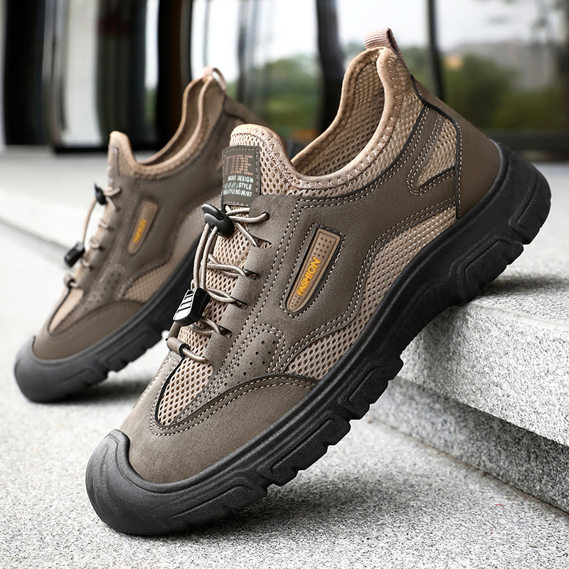 Zapatos casuales para hombre para exteriores, estilo primavera, modernos y versátiles, zapatos transpirables con suela blanda, zapatos de senderismo de malla poco profunda para hombre