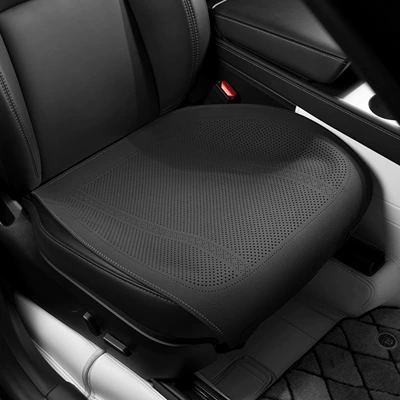 Suede Leather Car Seat Cushion, Seat cushion, seat cover - type-a-thin-padded-deerskin-noble-black-front-row-leaflet