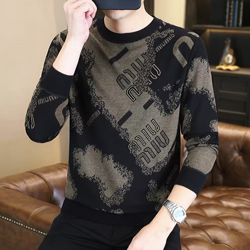 Men's long-sleeved sweatshirt, high-end 2026 autumn new trendy casual round-neck base layer T-shirt