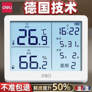 Deli thermometer wall-mounted electronic temperature and humidity meter indoor household digital display high-precision baby room thermometer
