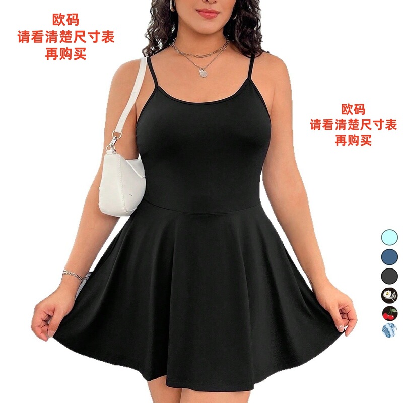 Little Black Dress, High-End Suspender Adjustable Dress, Large Size Casual Yoga Daily Wear, Pleated Miniskirt Little Black Dress, High-End Suspender Adjustable Dress, Large Size Casual Yoga Daily Wear, Pleated Miniskirt