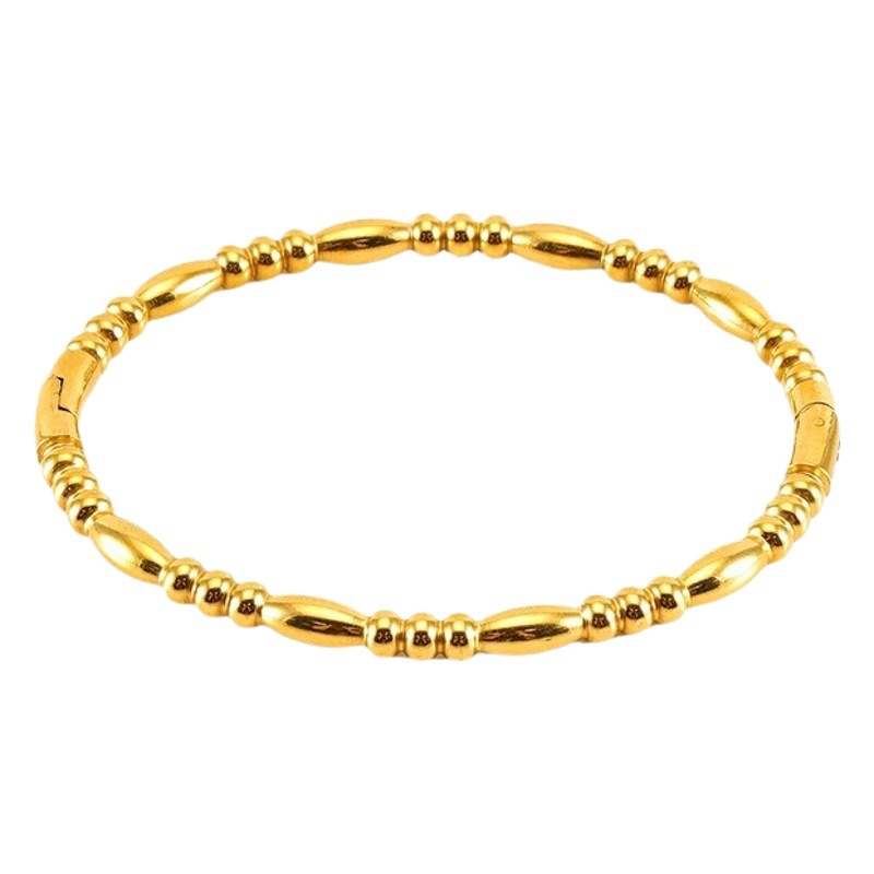 Cross-border 2023 Nuevo cono de oro cuentas de titanio acero liso pulsera nicho simple pulsera no se desvanece