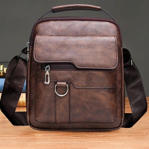 Fashionable unisex crossbody shoulder bag with soft pouch, slim vertical small backpack, multifunctional retro crossbody bag