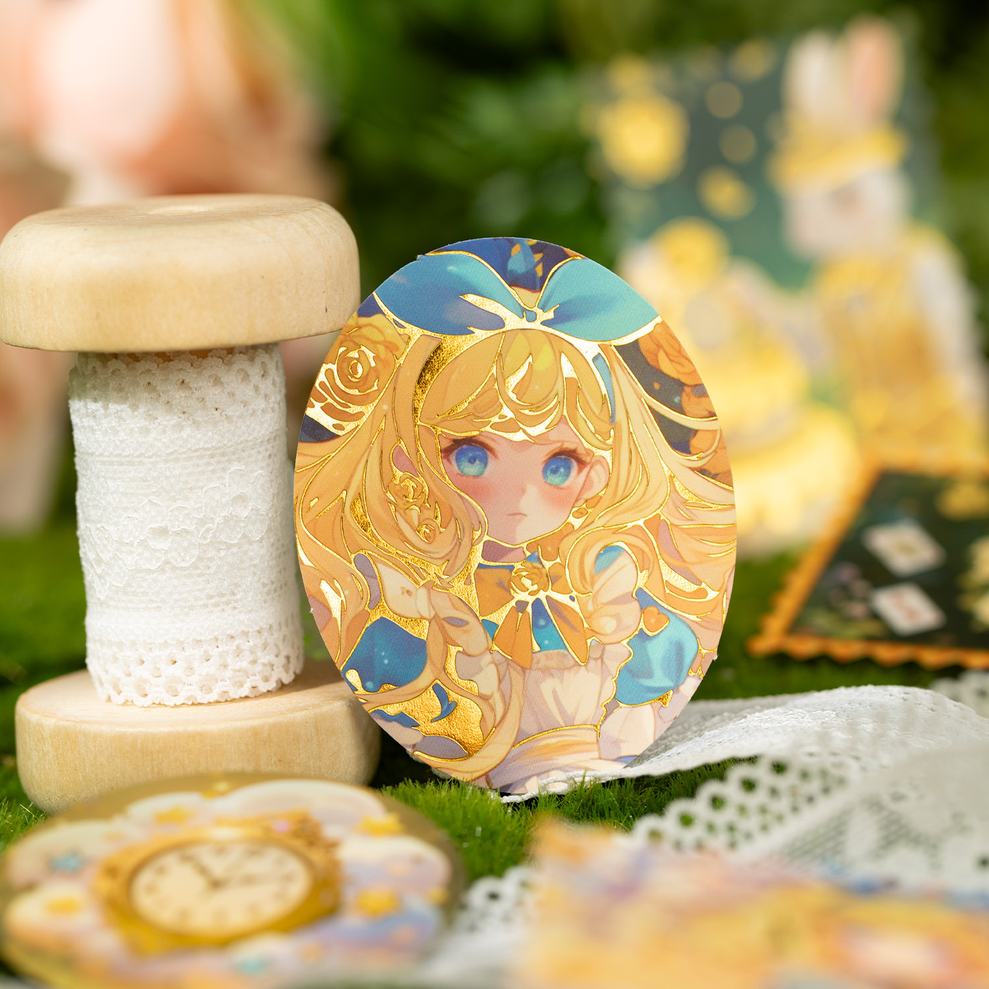 Paquete de pegatinas de sellos de bronceado Yuxian Espejo en el mundo Tema de animación Libro de mano Material Fondo Decoración Papel base