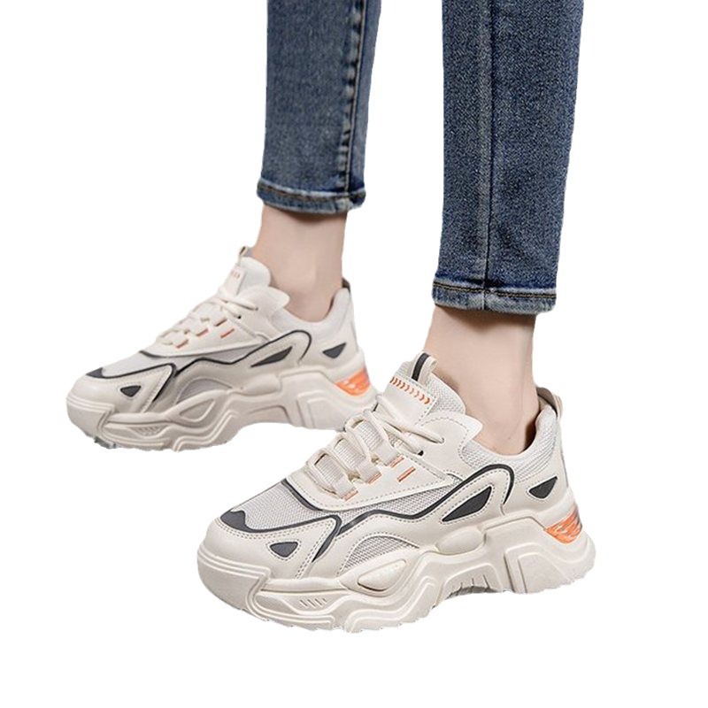 Zapatillas clunky para mujeres ins trendy 2024 Primavera y otoño nuevo versátil malla de suela gruesa transpirable ligero casual deportes zapatos de mujer