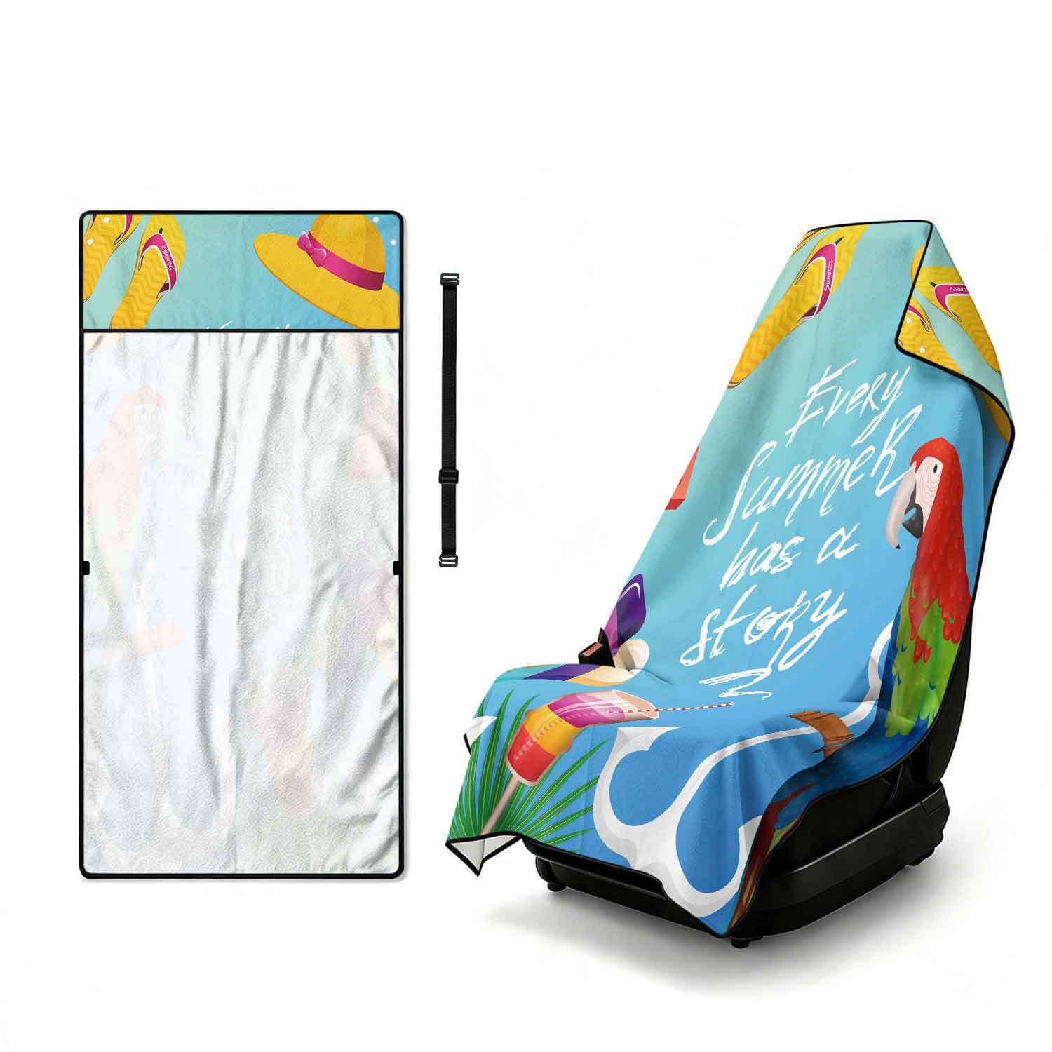 Summer bath towel and car seat cover 2-in-1, ultra-fine fiber outdoor beach and car dual-use universal seat cushion