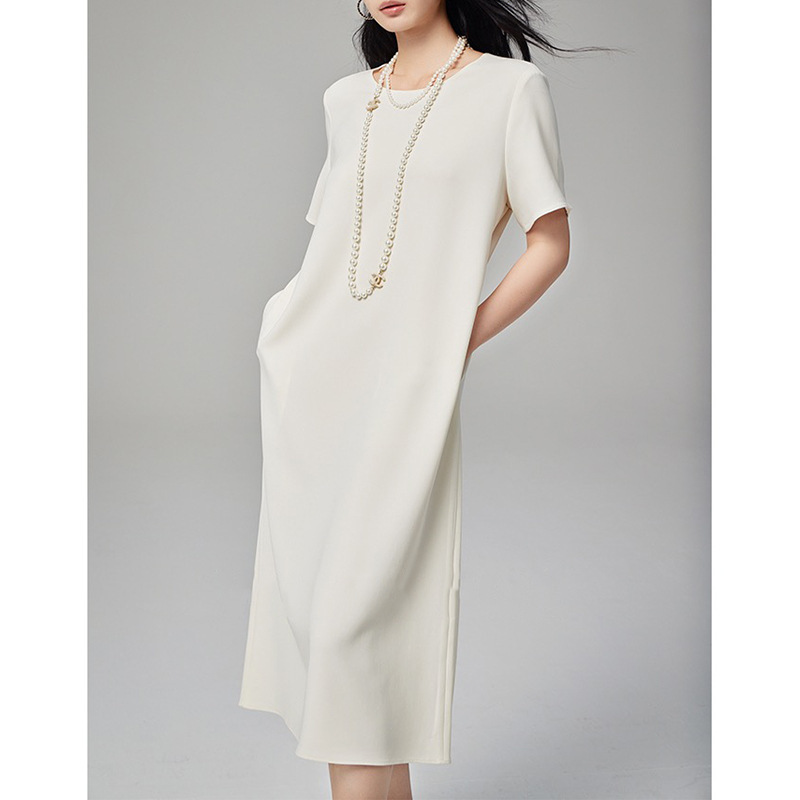 In stock factory wholesale new solid color triacetate air dress women's long loose slimming op lazy skirt women