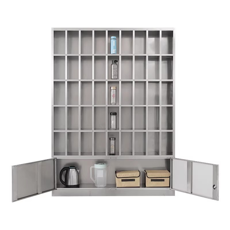Stainless steel water cup cabinet break room tea room shelf storage rack factory workshop employee tea cup holder multi-compartment storage cabinet