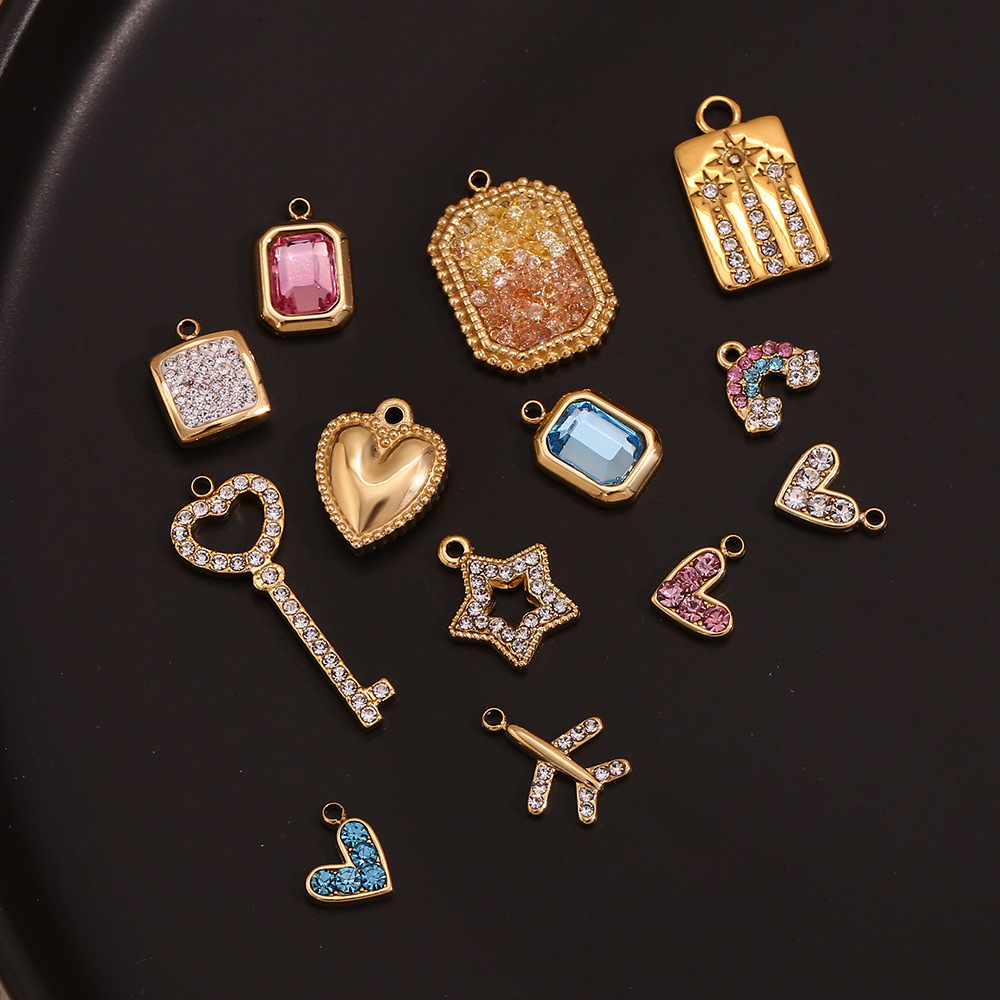 1 Piece Stainless Steel Zircon 18K Gold Plated Plating Inlay Polished Pendant display picture 7