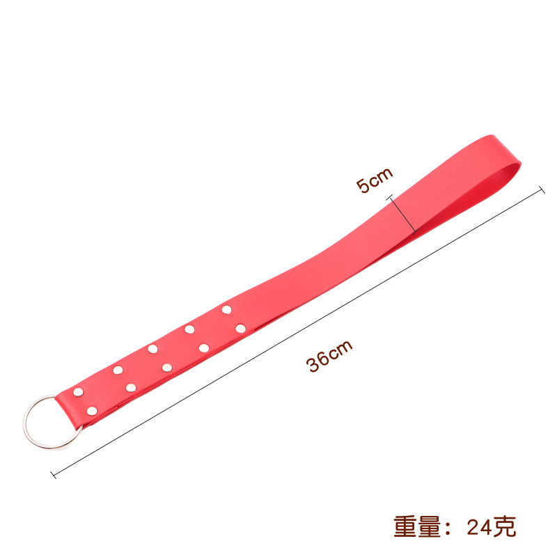 Leather Spanking Paddle with Rivets, Long Handle, Adult Sensory Play Tool — detail image 3