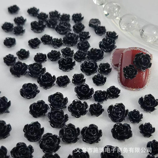 Explosive Pearl Camellia nail jewelry Aurora transparent nail decoration flat drill resin nail drill wholesale