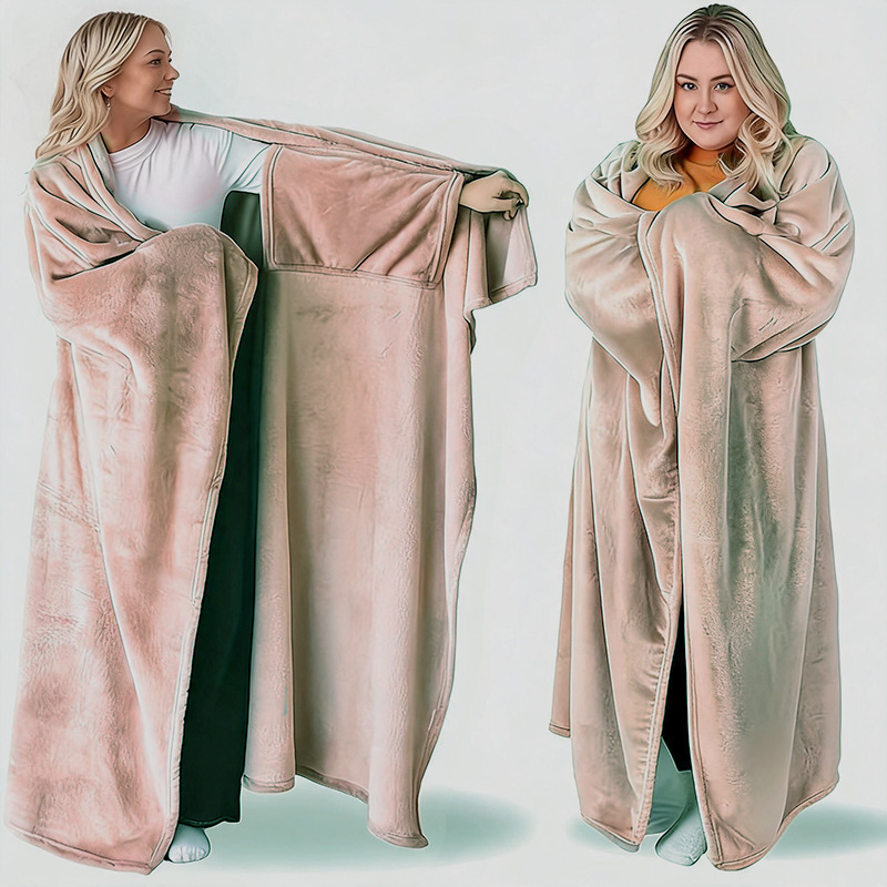 Comercio exterior personalizado mantas cálidas para vestir mantas cómodas sofá cama regalo de ropa externa capa gris suave tern