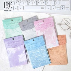 光を捉えた水の波紋素材紙、小さな新鮮なハンドブックステッカー、クリエイティブなDIY装飾背景、手作りのコラージュ