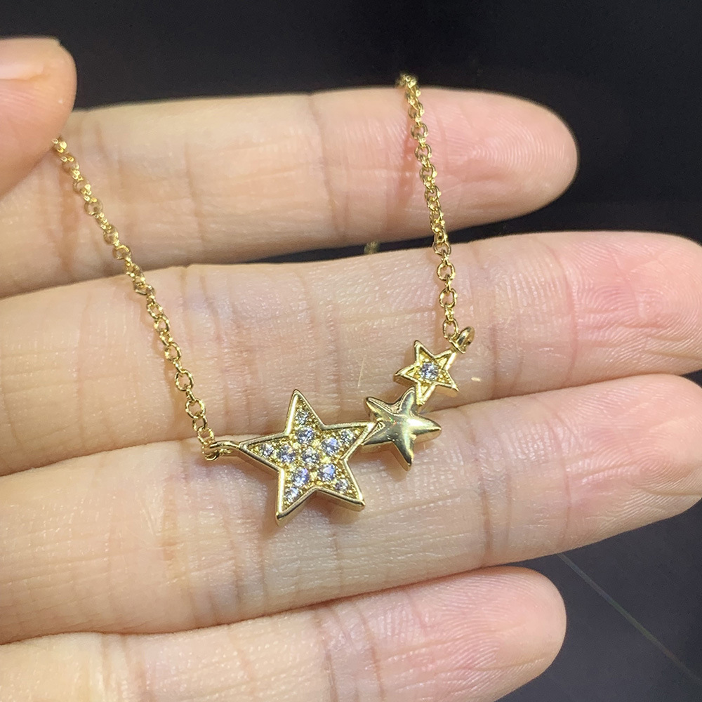 Simple Style Star Copper Gold Plated Zircon Necklace In Bulk display picture 4