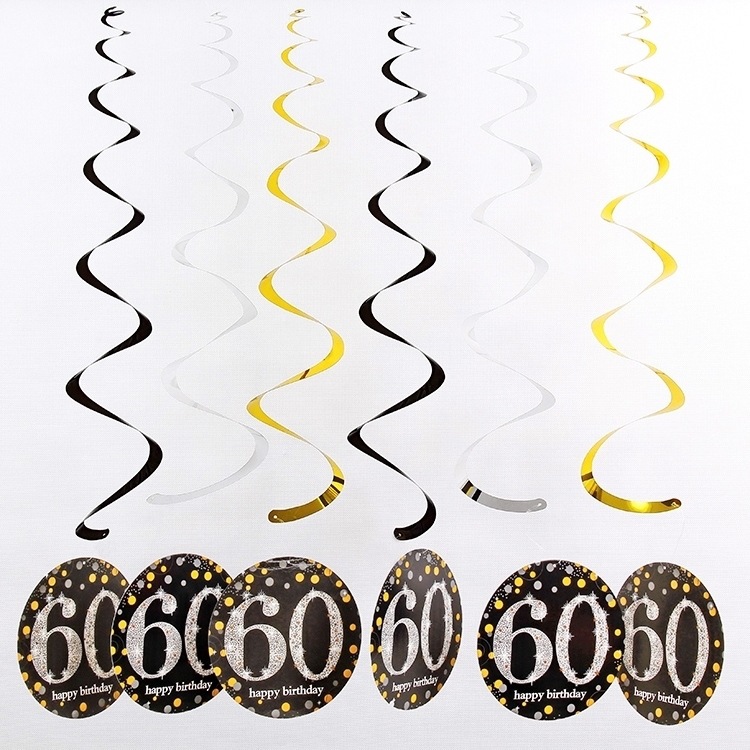 Colgante espiral negro de 60 años - 6 piezas / conjunto