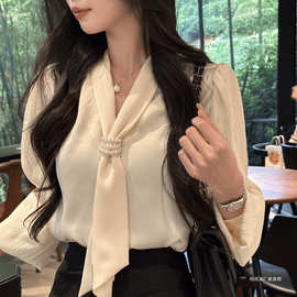 气质时尚套装职业女装套装气质办公室抗皱长袖衬衫黑色收腰半身裙