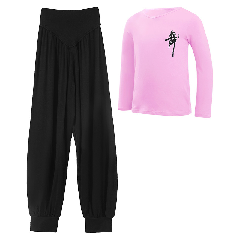 Ropa de baile para niños con cuello en V camiseta de baile para niños de baile latino niñas de manga larga práctica de primavera ropa de entrenamiento traje