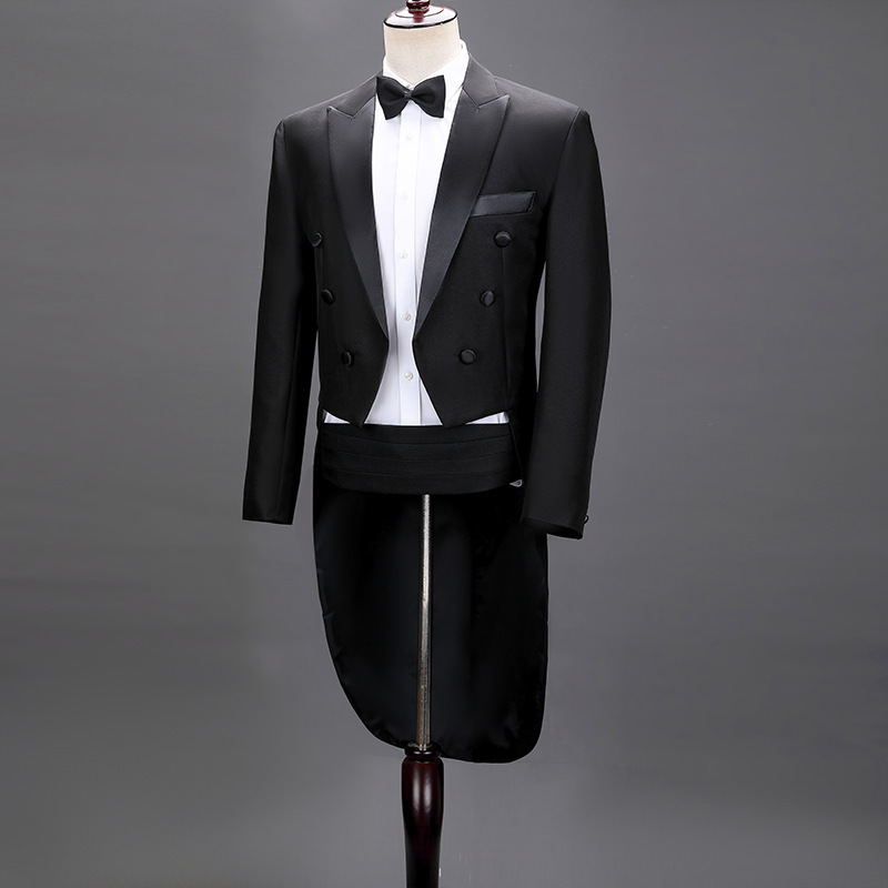 Men's Slim-Fit Formal Suit Set, Choir Conductor Stage Performance Dress, Tuxedo, Piano Performance Outfit Men's Slim-Fit Formal Suit Set, Choir Conductor Stage Performance Dress, Tuxedo, Piano Performance Outfit