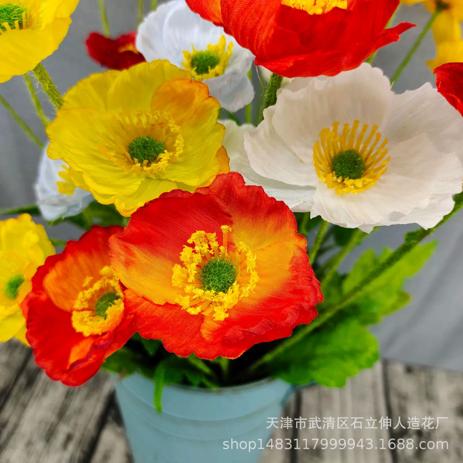 Manufacturer supplies artificial poppies, poppy flowers, wedding hall road leads, artificial flowers decoration, wholesale artificial flowers