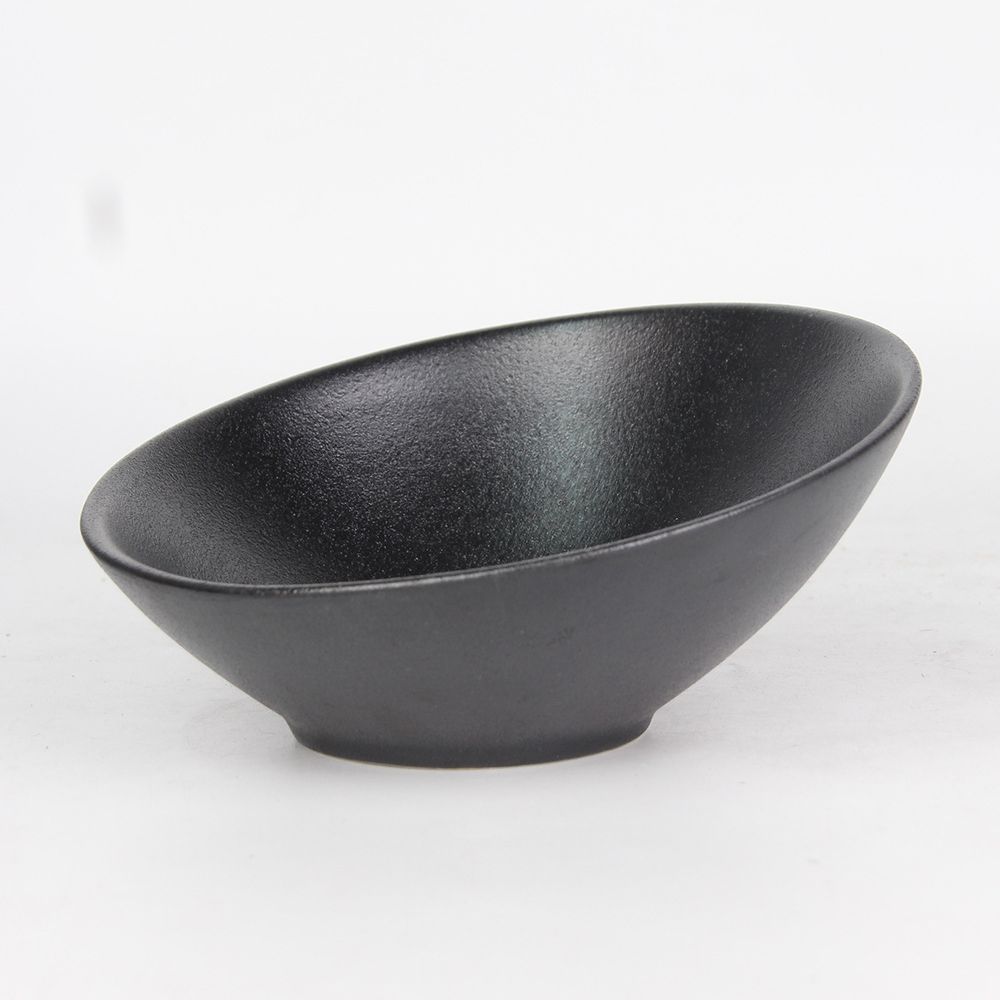 Negro esmerilado tazón de cerámica oblicua olla caliente plato de verduras plato de fruta plato de ensalada