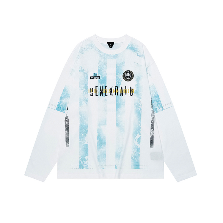 Men's Clothing Autumn and Winter Jersey Retro Printed Long Sleeve T shirt Hand Brushed Silk Screen Printed Trendy Top_voghion.com