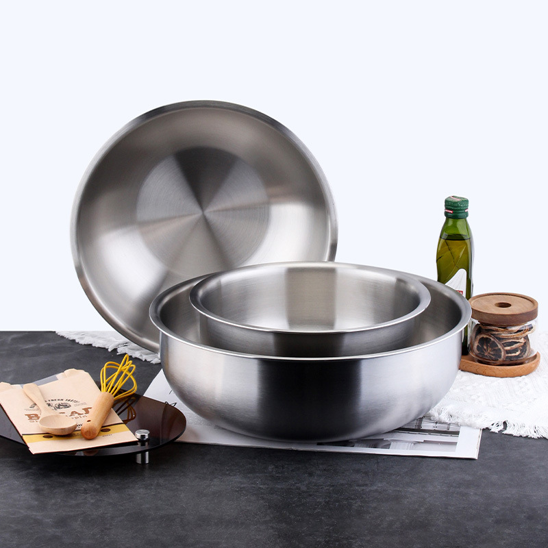 COOKONE 18 / 10 acero inoxidable borde ancho y tazón de fideos tazón de sopa tazón de preparación de platos para lavar verduras en sopa de cocina de cocina sin escoger la estufa