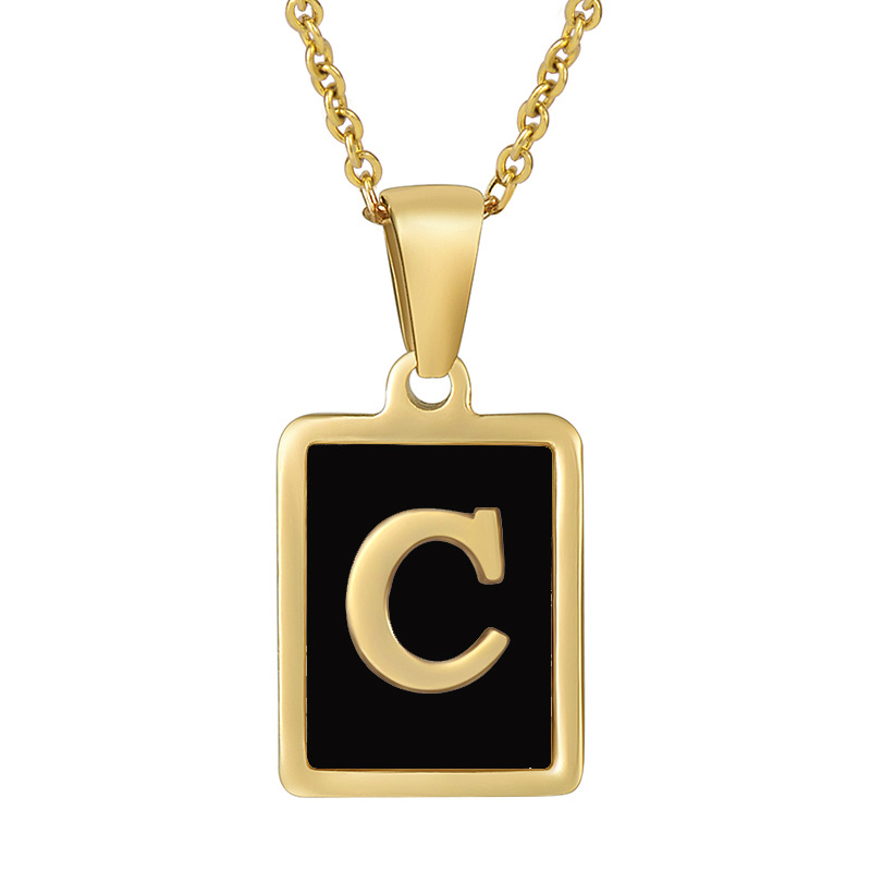 Fashion Letter Square Stainless Steel Titanium Steel Plating Pendant Necklace 1 Piece display picture 5