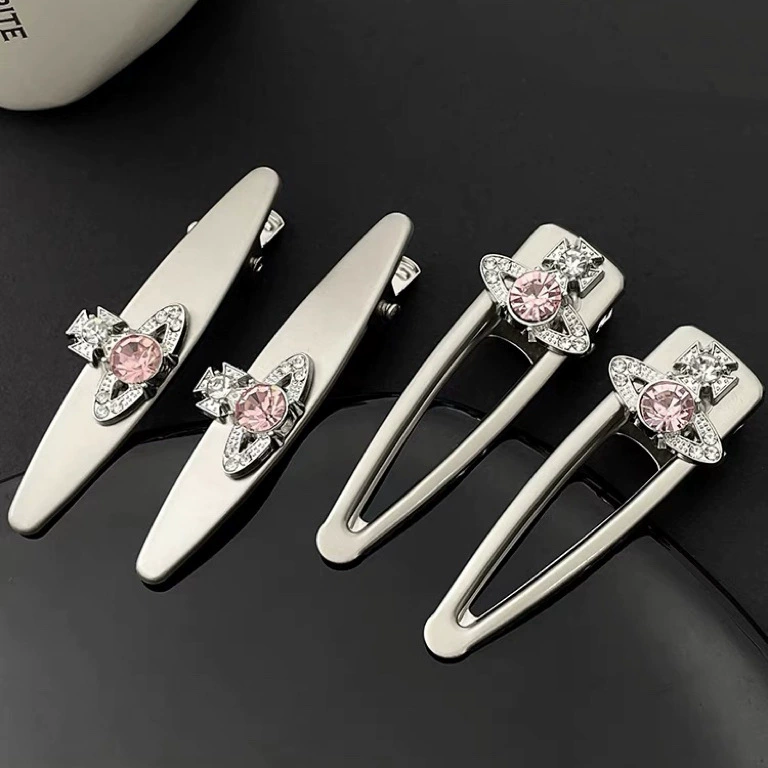 Холодный стиль королева мать rhinestone планета металлическая заколка для волос сладкая крутая модная простая универсальная заколка для волос боковой зажим