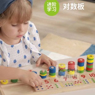 VIGA Logarithmic Board Digital Shape Logarithmic Board Toys Boys and Girls Matching Recognition Digital Early Education Educational Building Blocks
