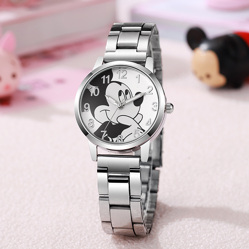 New Mickey Children Cartoon Boys Girls Students Boutique Steel Strap Life Waterproof Mickey Mouse Watch