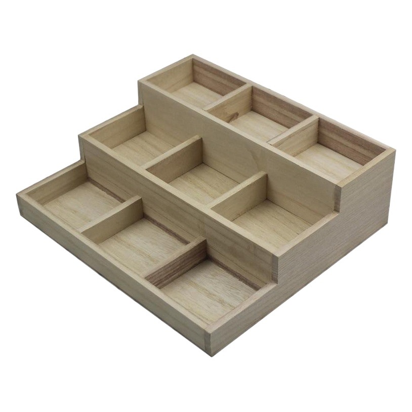 Caja de almacenamiento de cosméticos de madera de múltiples capas productos para el cuidado de la piel caja de madera de almacenamiento de madera multi-rejilla tocador organización caja de madera