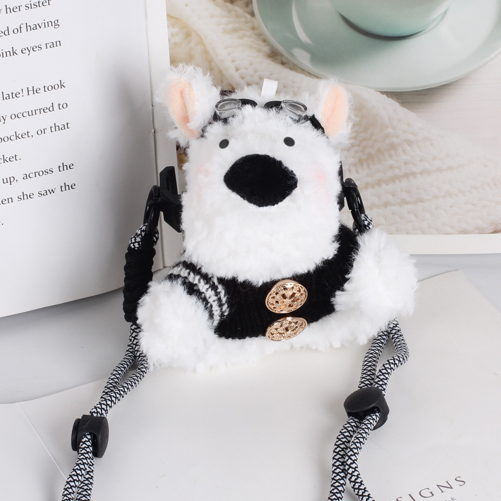 Abeja perrito muñeco de peluche para teléfono móvil clip mochila niña compras bolsa de teléfono móvil dibujos animados lindo cachorro colgante