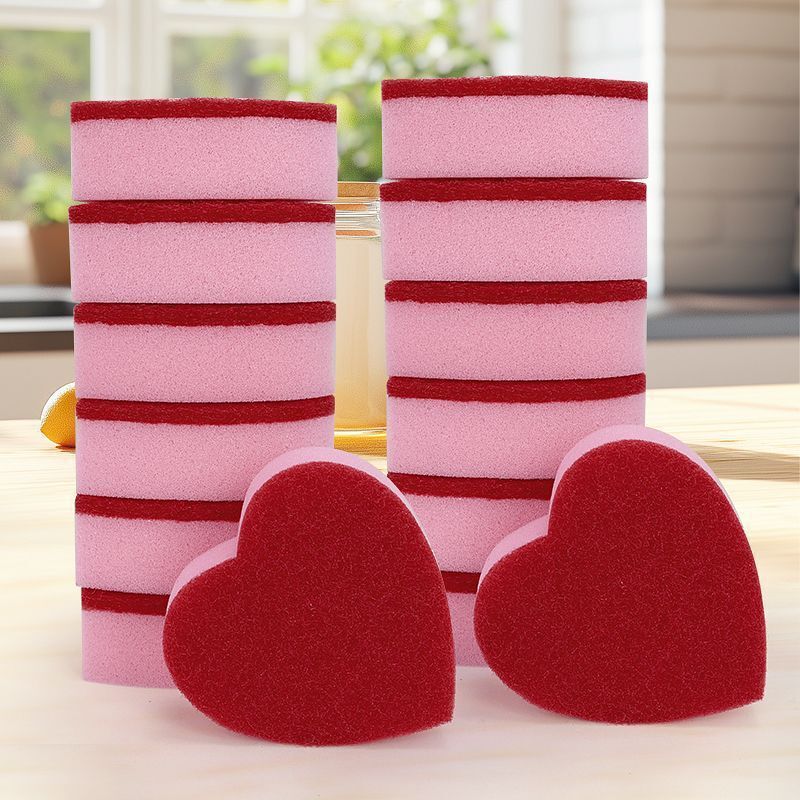 Korean-Style Cute Wine Red Heart-Shaped Sponge Dishcloth, High-End Dishwashing Towel, Absorbent Pot Scrubber for Kitchen Cleaning Korean-Style Cute Wine Red Heart-Shaped Sponge Dishcloth, High-End Dishwashing Towel, Absorbent Pot Scrubber for Kitchen Cleaning