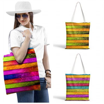 热转印彩色条纹印花帆布袋日系通用手提袋个性潮流购物袋袋可定制